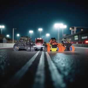 Friction Monster Truck Hummer & Jeep Neon Orange Red Green A32